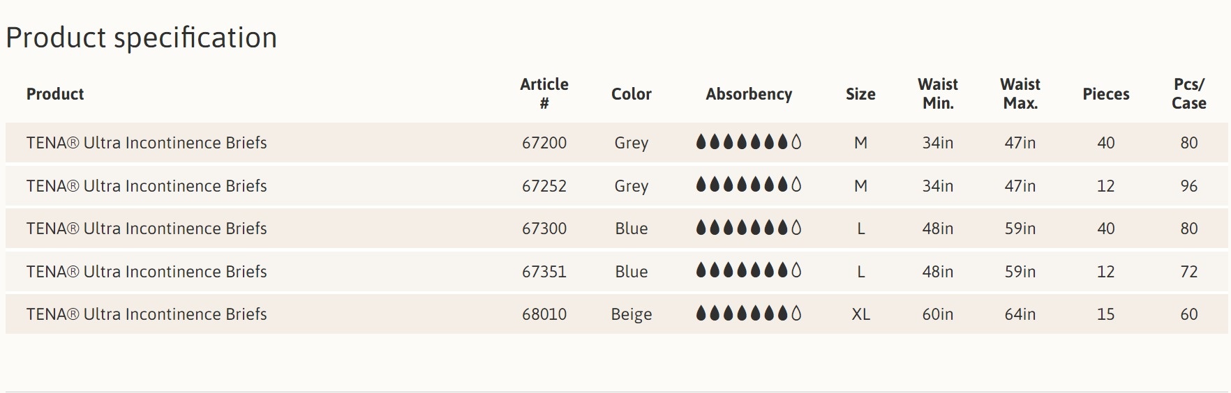 TENA-Tena Tena Ultra Brief Large 40/bg 2/bx