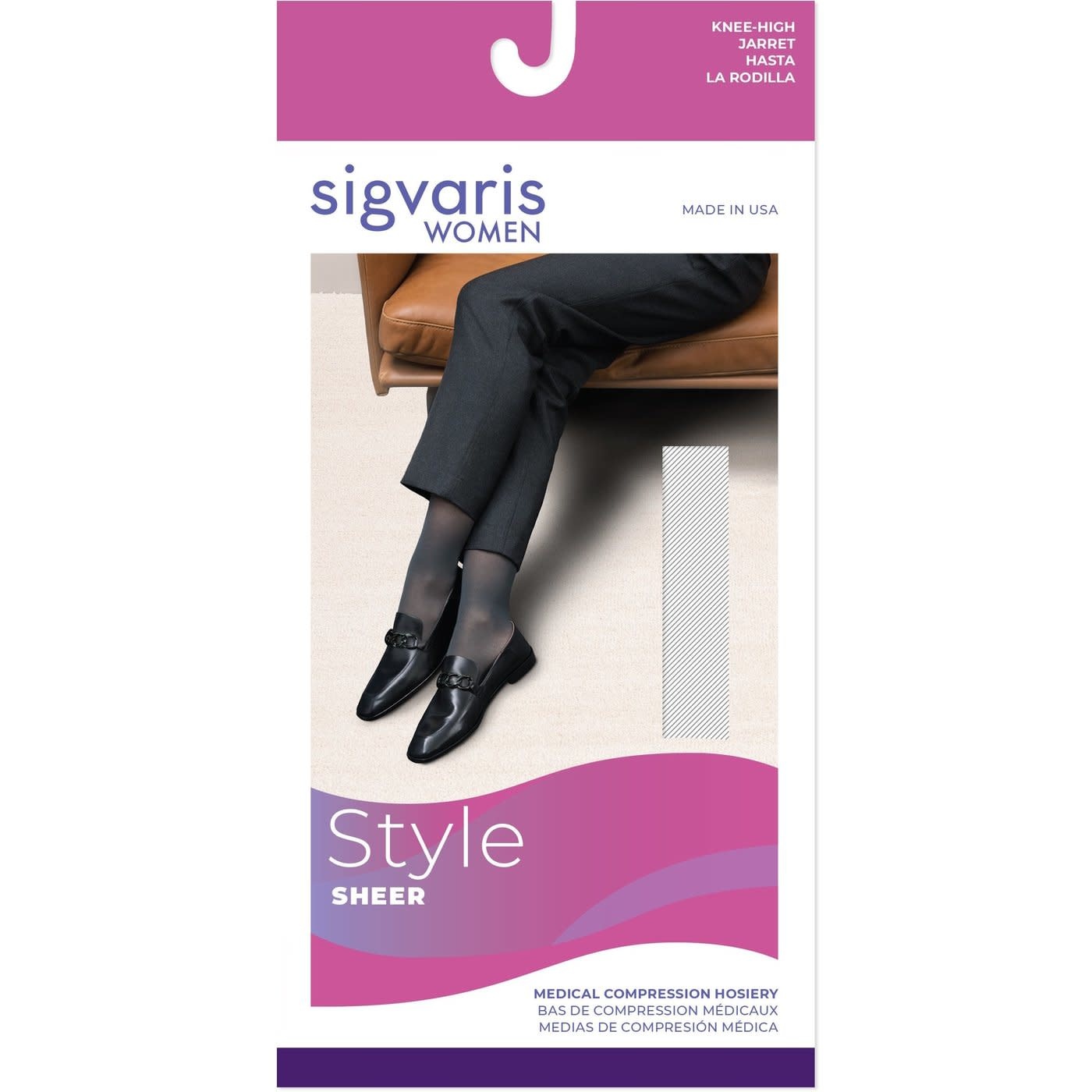 Style Sheer Fashion Knee High For Women 20-30mmHg