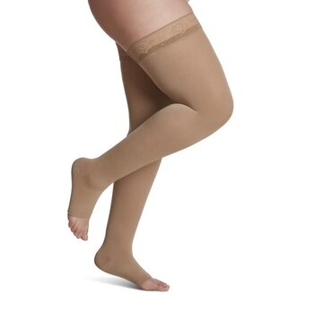 SGV-SIGVARIS Style Soft Opaque Thigh High for Women 30-40mmHg Chai Open Toe Small Short