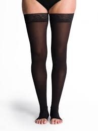 SGV-SIGVARIS Style Soft Opaque Thigh High for Women 30-40mmHg Open Toe Black
