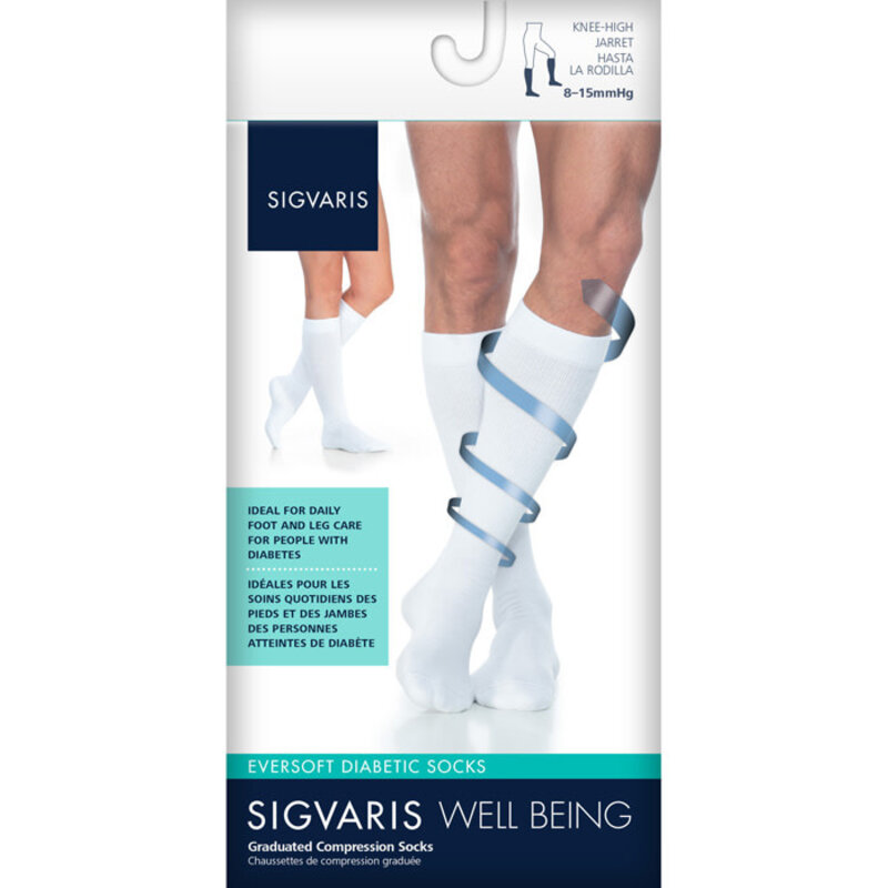 SGV-SIGVARIS Eversoft Diabetic Socks Unisex  8-15mmHg White