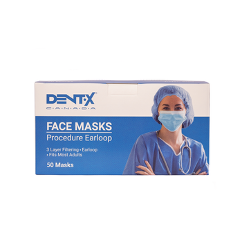 DNT-DENT-X Dent-X Made in Canada Disposable Face Mask 3 Ply ASTM Level 3 Adult 50/bx