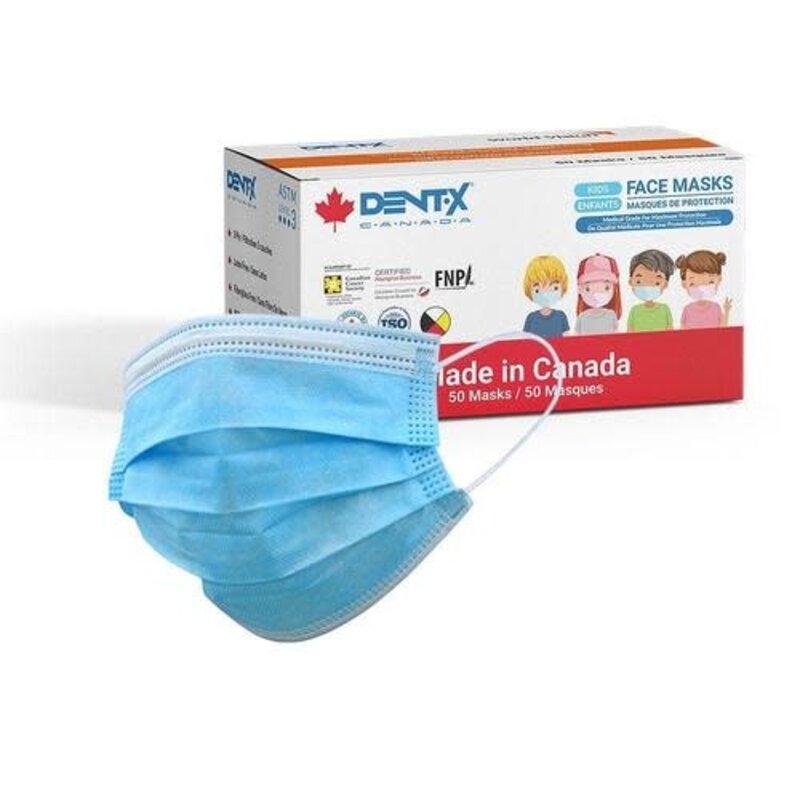 DNT-DENT-X Dent-X Made in Canada Disposable Face Mask 3 Ply ASTM Level 3 Kids
