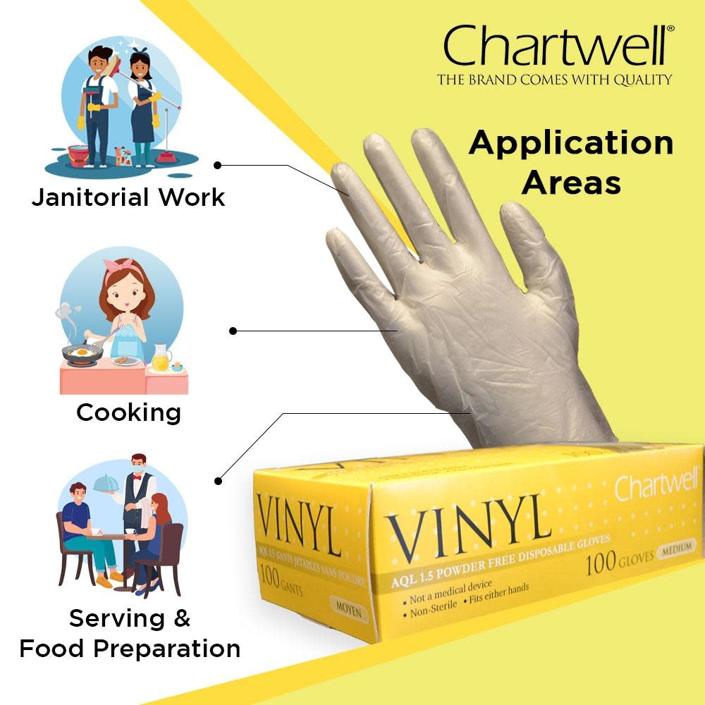 Chartwell Vinyl Gloves 100/bx