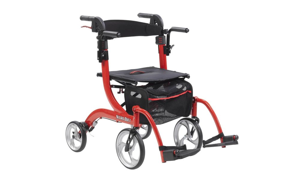 Drive Nitro Rollator Red Duet Transport/Walker