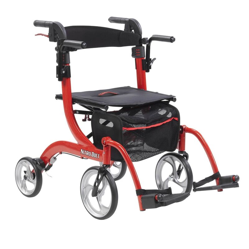 DRV-Drive Medical Drive Nitro Rollator Red Duet Transport/Walker