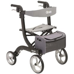 DRV-Drive Medical Drive Nitro Aluminum Rollator 10" Casters  Black Hemi 300lbs