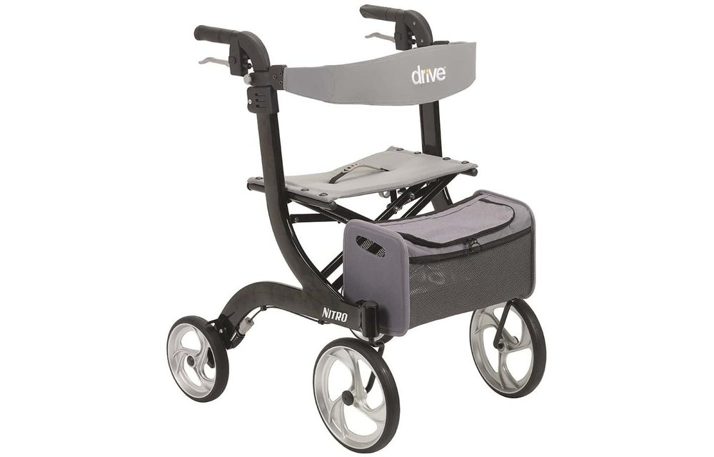 Drive Nitro Aluminum Rollator 10" Casters Black Tall