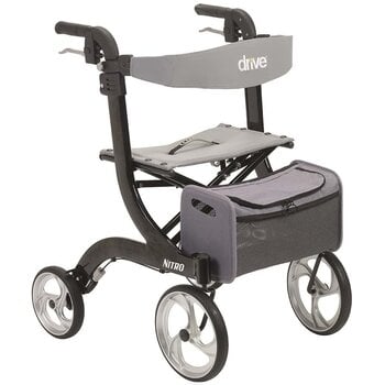 Drive Medical Drive Nitro Aluminum Rollator 10" Casters  Black Tall