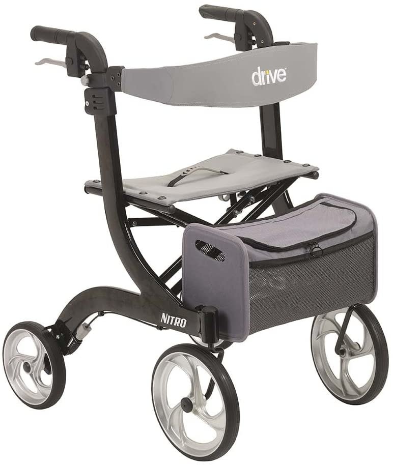 Drive Nitro Aluminum Rollator 10" Casters Black Tall