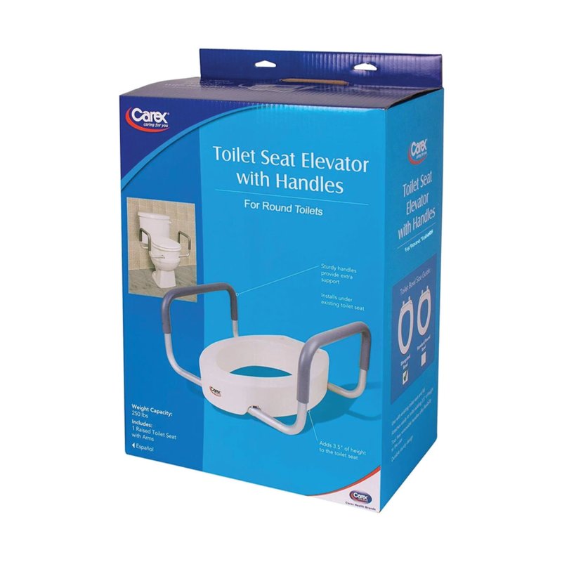 Carex Toilet Seat Elevator w/Handles For Round Toilet 3.5"