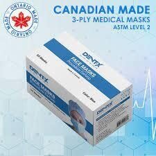 Dent-X Made in Canada Disposable Face Mask 3 Ply ASTM Level 2