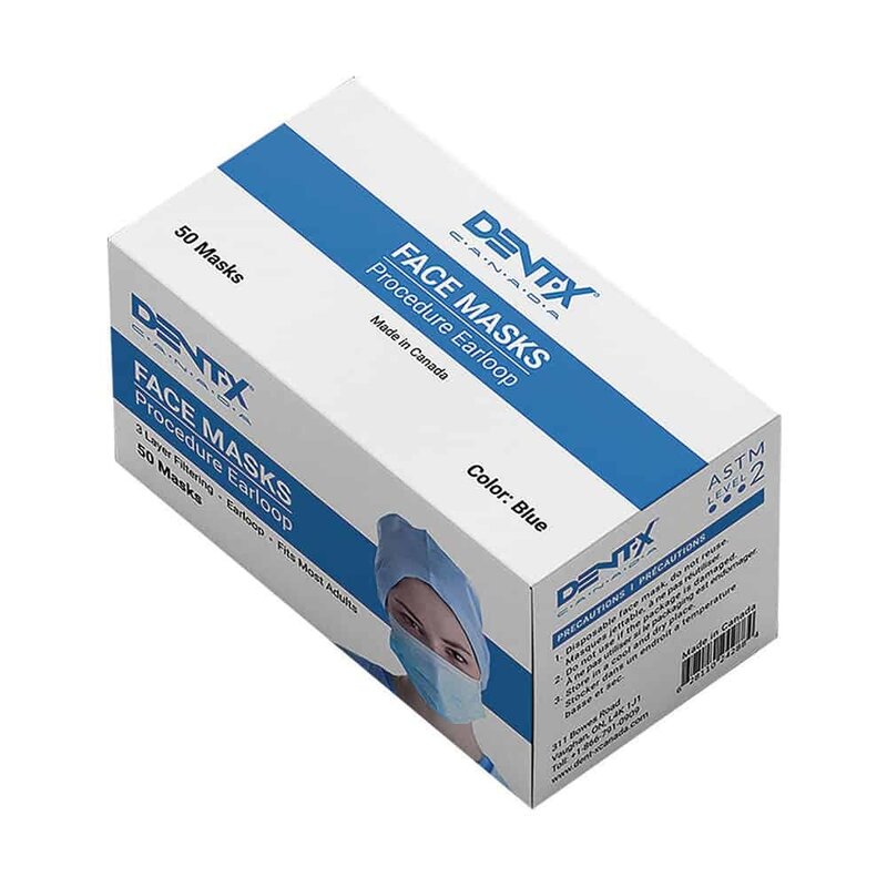 DNT-DENT-X Dent-X Made in Canada Disposable Face Mask 3 Ply ASTM Level 2