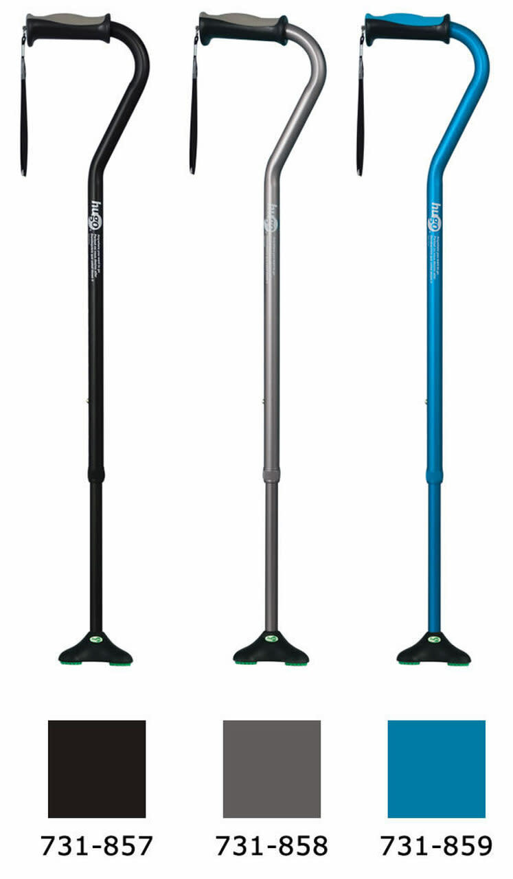 Hugo Ergonomic Offset Handle Cane w/QuadPod Cane Tip