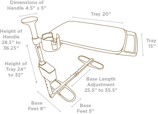 SIG-Signature Stander Stander Signature Life Independence Tray Table w/Handle Cup Holder & Pouch