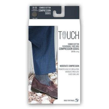 TCH-Touch Touch Combed Cotton Compression Sock for Men 20-30mmHg Herringbone Black