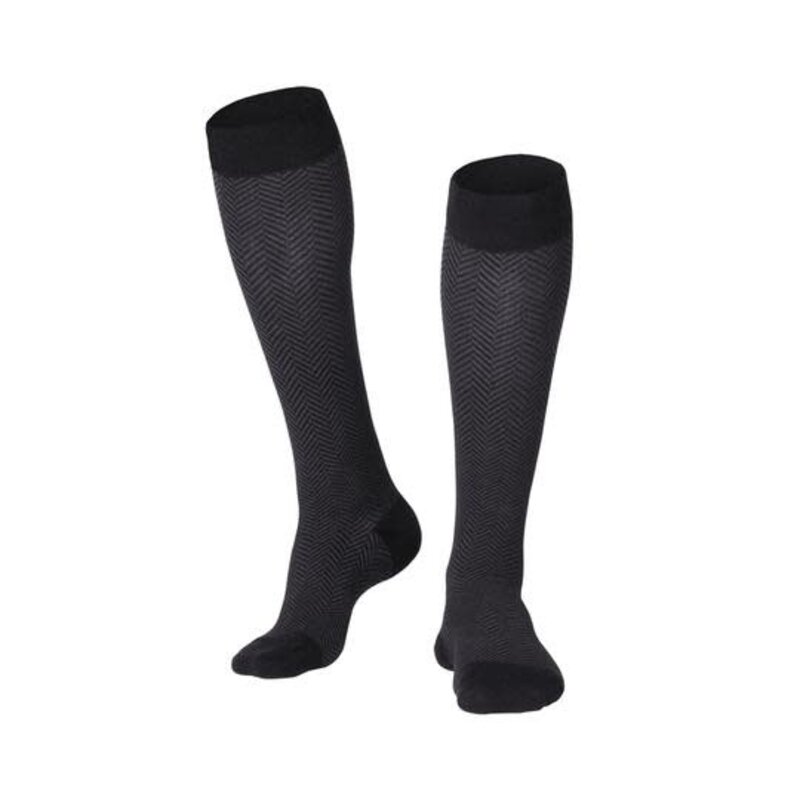TCH-Touch Touch Combed Cotton Compression Sock for Men 20-30mmHg Herringbone Black