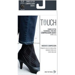 TCH-Touch Airway Surgical Touch Combed Argyle Black Sock for Women 20-30mmHg Argyle Black