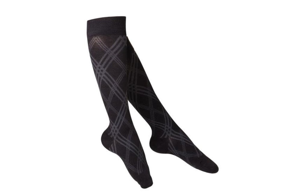 Airway Surgical Touch Combed Argyle Black Sock for Women 20-30mmHg Argyle Black