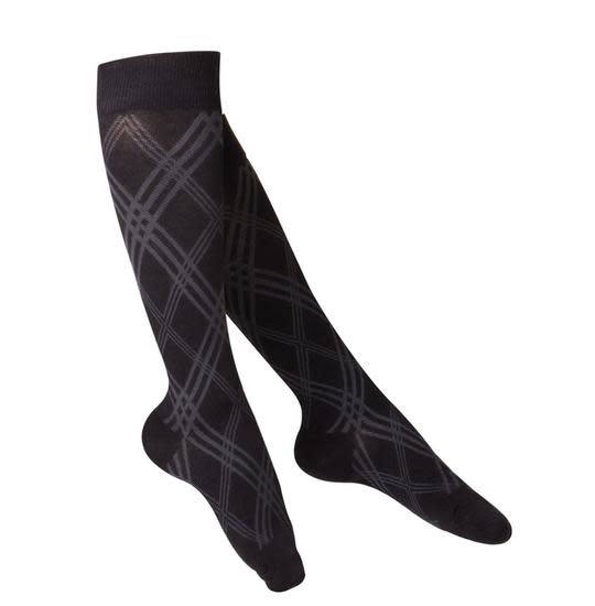 Airway Surgical Touch Combed Argyle Black Sock for Women 20-30mmHg Argyle Black