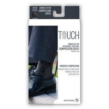 Touch Airway Surgical Touch Combed Cotton Argyle Black Sock for Men 20-30mmHg