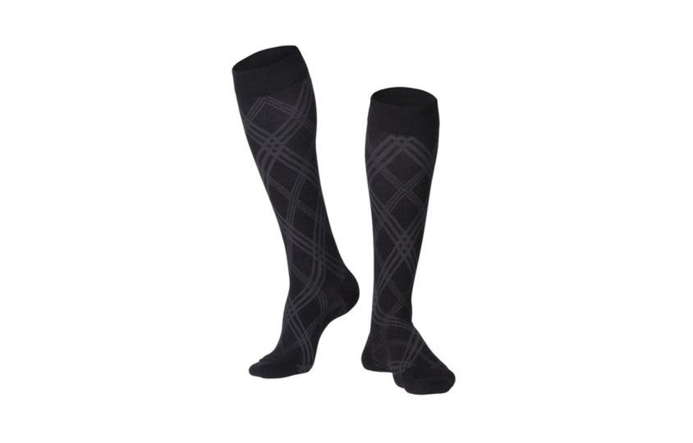 Touch Combed Cotton Compression Sock For Men 20-30mmHg Argyle Black