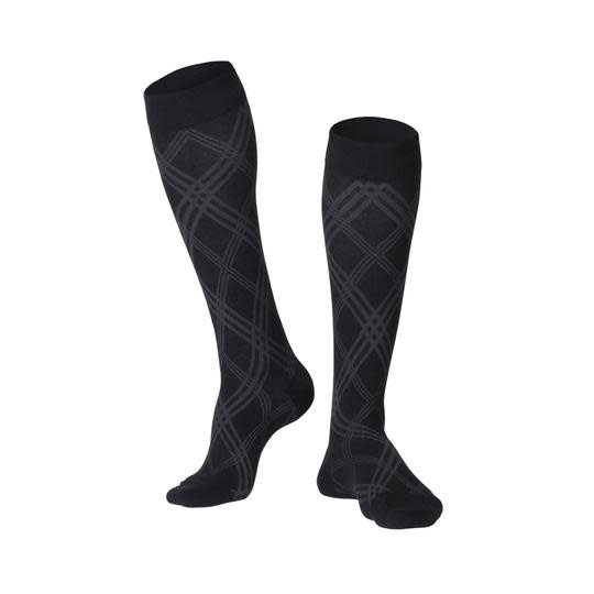 Touch Combed Cotton Compression Sock For Men 20-30mmHg Argyle Black