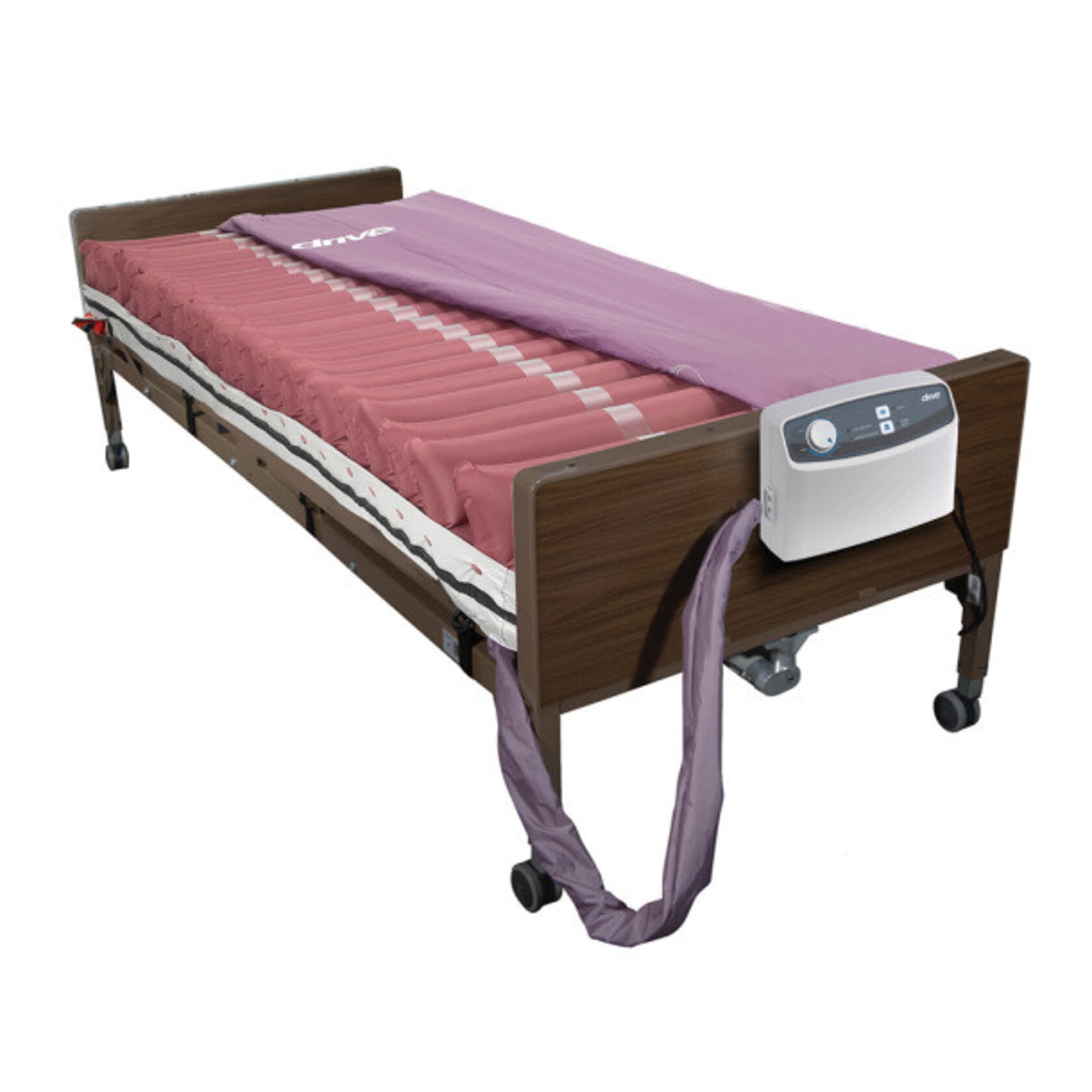 Drive Med-Aire air mattress and pump on a hospital bed frame