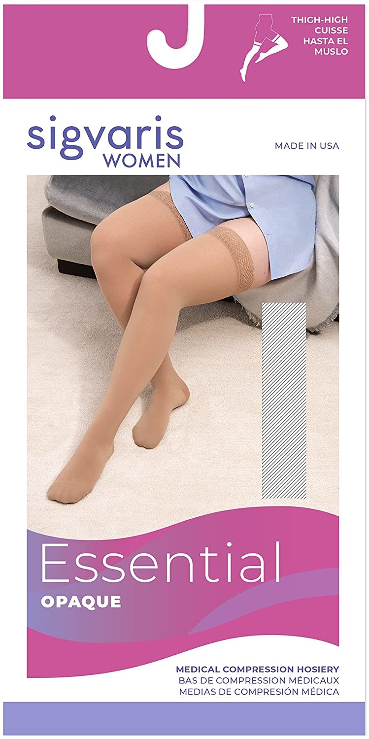 Essential Opaque Thigh High for Women 20-30mmHg Honey Small Short