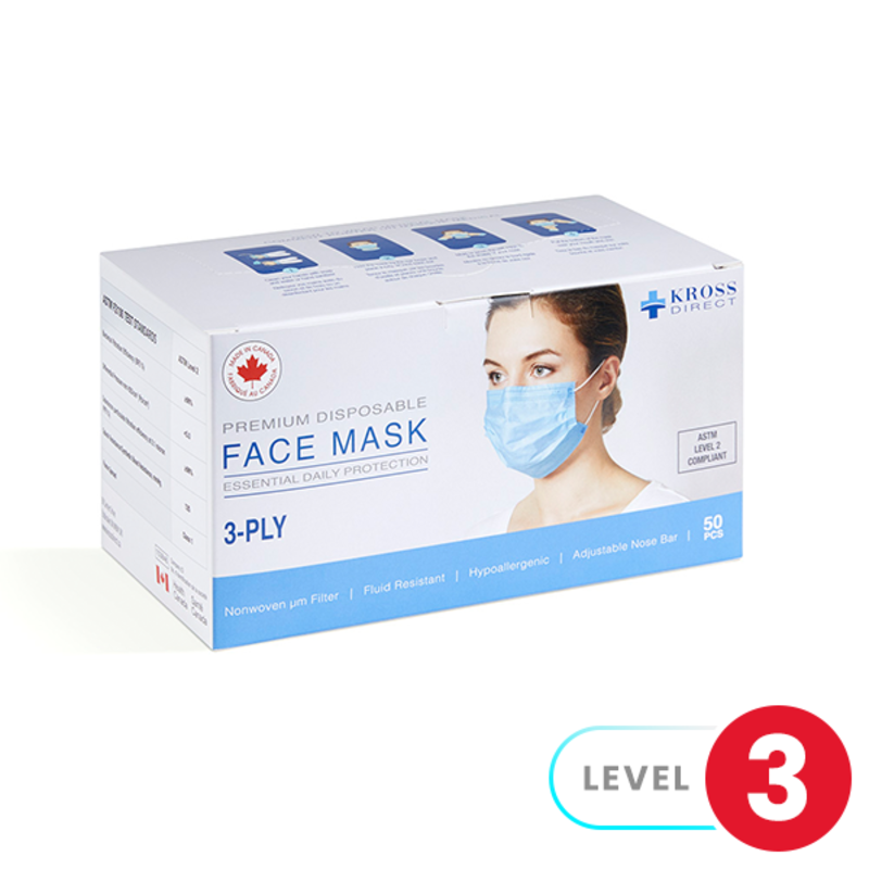 KD-Kross Direct Kross ASTM Level 3 Anti-Fog Medical Face Mask (50 Pack)