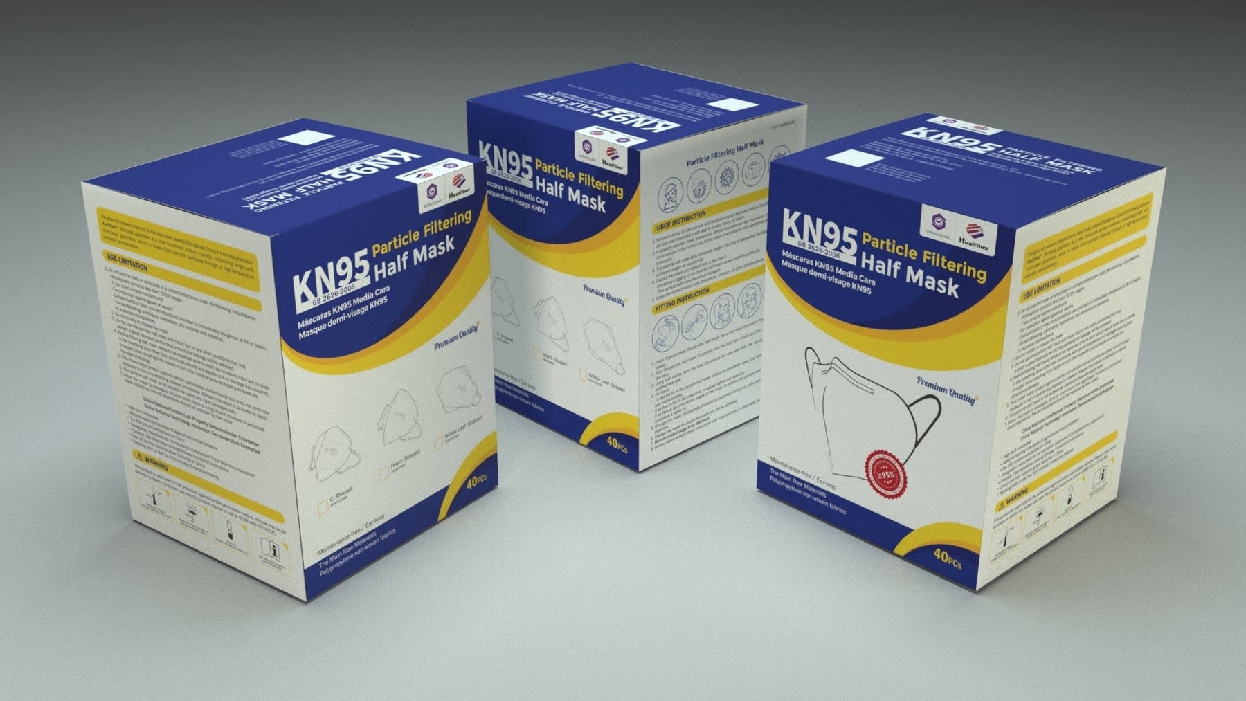 SSNM-Shandong Shengquan New Materials KN95 Protective Face Mask Ear Loop and Ear Savers 40/bx