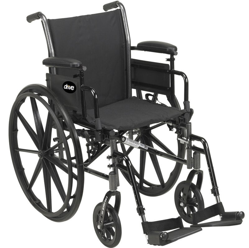 DRV-Drive Medical Cruiser III Wheelchair Detachable & Adjustable Height Desk Arm (ADDA) Foot Rest (SF) 18" 300lbs