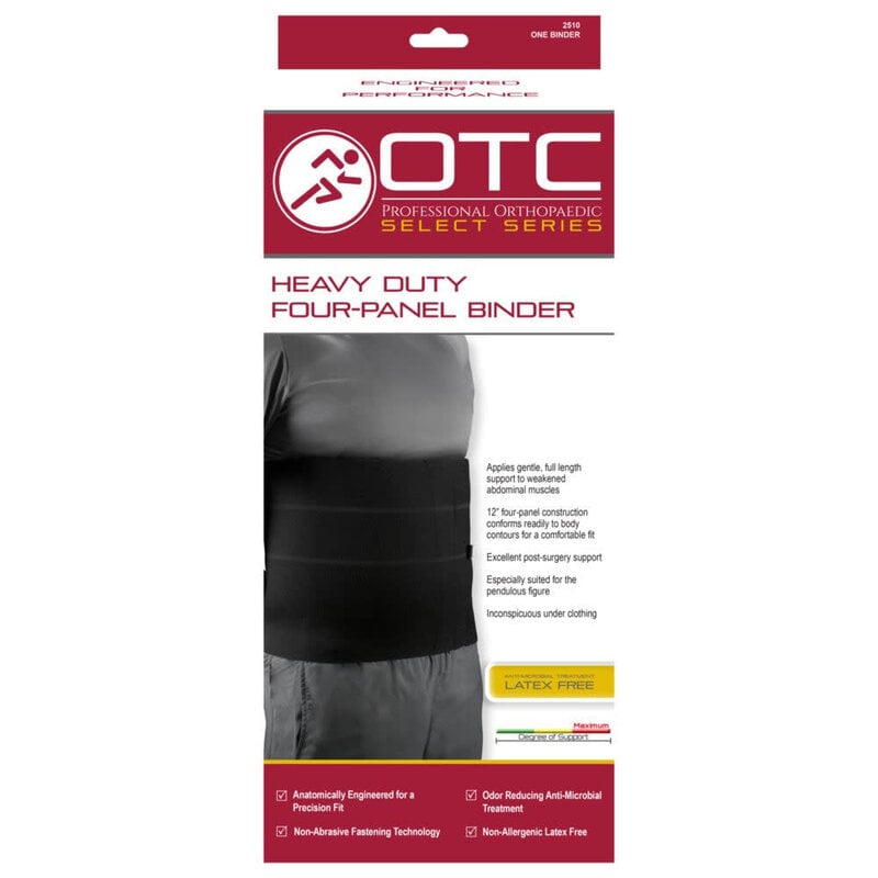 OTC - Airway Surgical OTC Heavy Duty Four-Panel Binder Post Surgery Support 12"