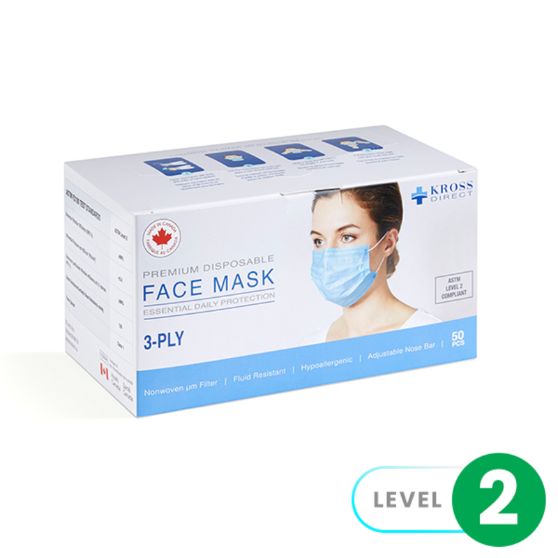 KD-Kross Direct Kross Level 2 ASTM Medical Face Masks Anti-Fog 50/bx