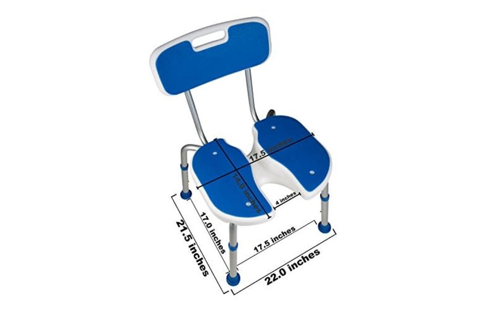 Adjustable Padded Bath Seat w/Hygienic Cutout