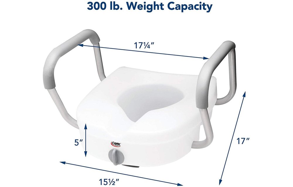 Carex 5" EZ Lock Raised Toilet Seat w/Adjustable Arms