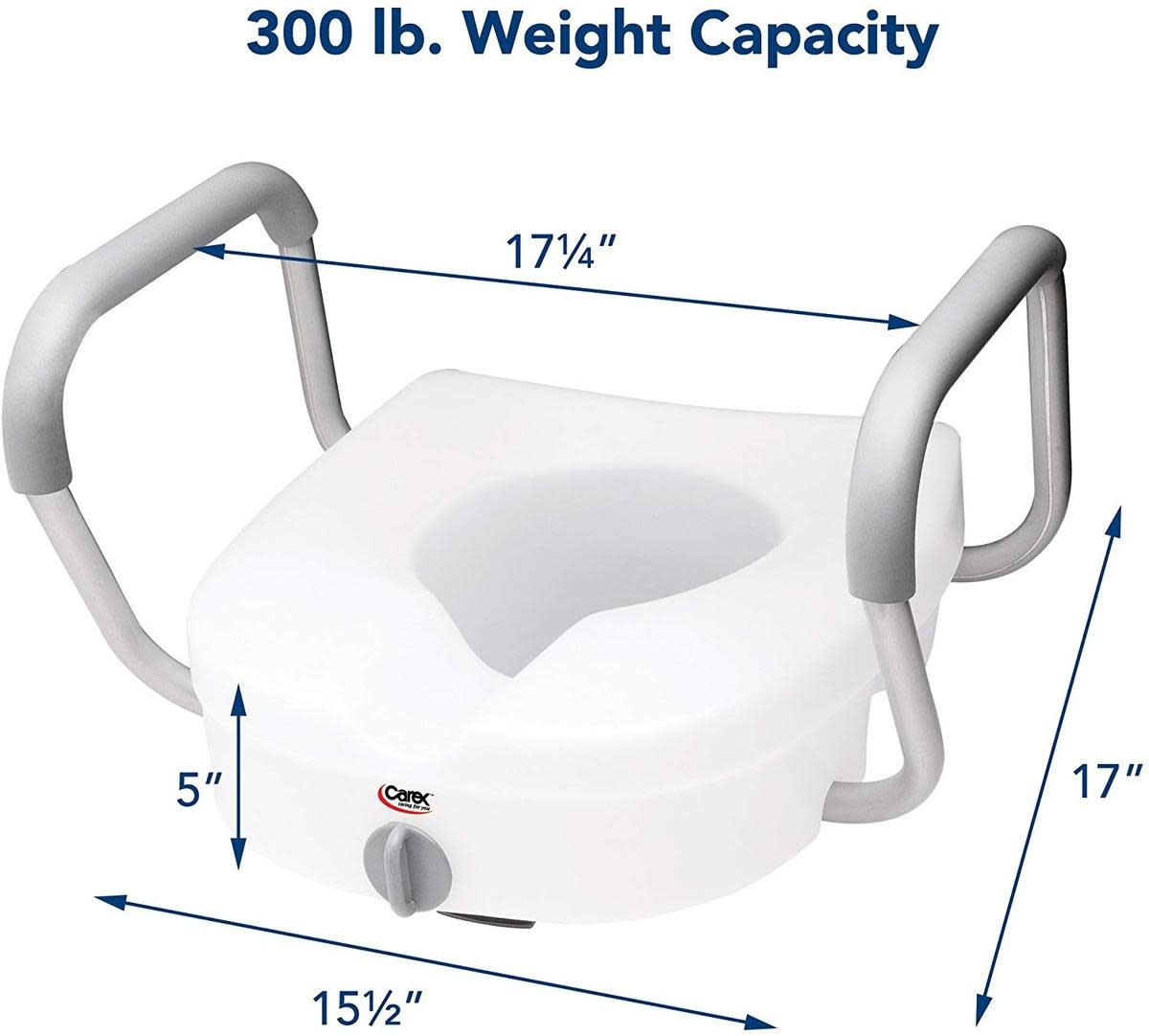 Carex 5" EZ Lock Raised Toilet Seat w/Adjustable Arms