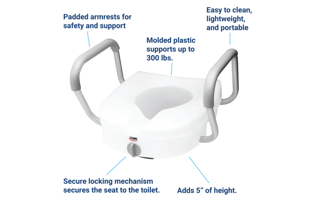 Carex 5" EZ Lock Raised Toilet Seat w/Adjustable Arms