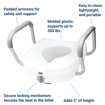 CRX-Carex Carex 5" EZ Lock Raised Toilet Seat w/Adjustable Arms