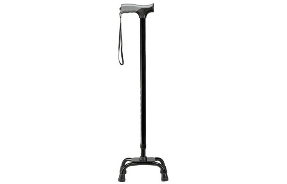 Carex Soft Grip Walking Cane Quad Base Black