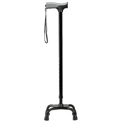 CRX-Carex Carex Soft Grip Walking Cane Quad Base Black