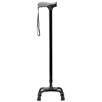 Carex Soft Grip Walking Cane Quad Base Black