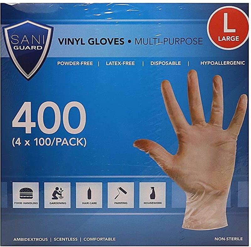 SG-Sani Guard Sani-Guard Disposable Non-Sterile Powder-Free Vinyl Gloves 4/case