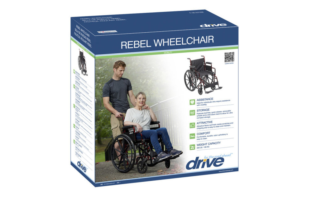 Drive Medical Red Rebel Lightweight Wheelchair
