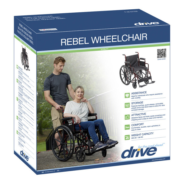 Drive Medical Red Rebel Lightweight Wheelchair