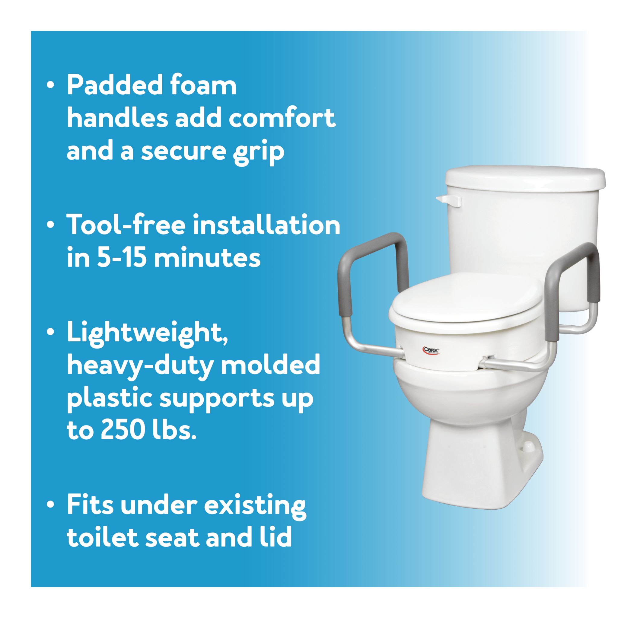 Carex 3.5" Toilet Seat Elevator w/Handles Elongated