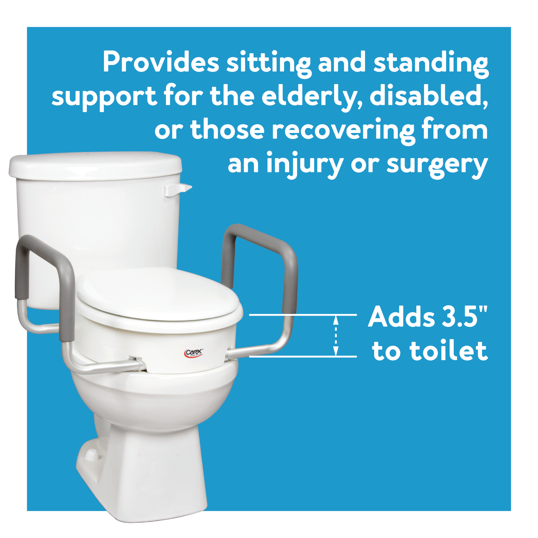 Carex Toilet Seat Elevator w/Handles For Round Toilet 3.5"