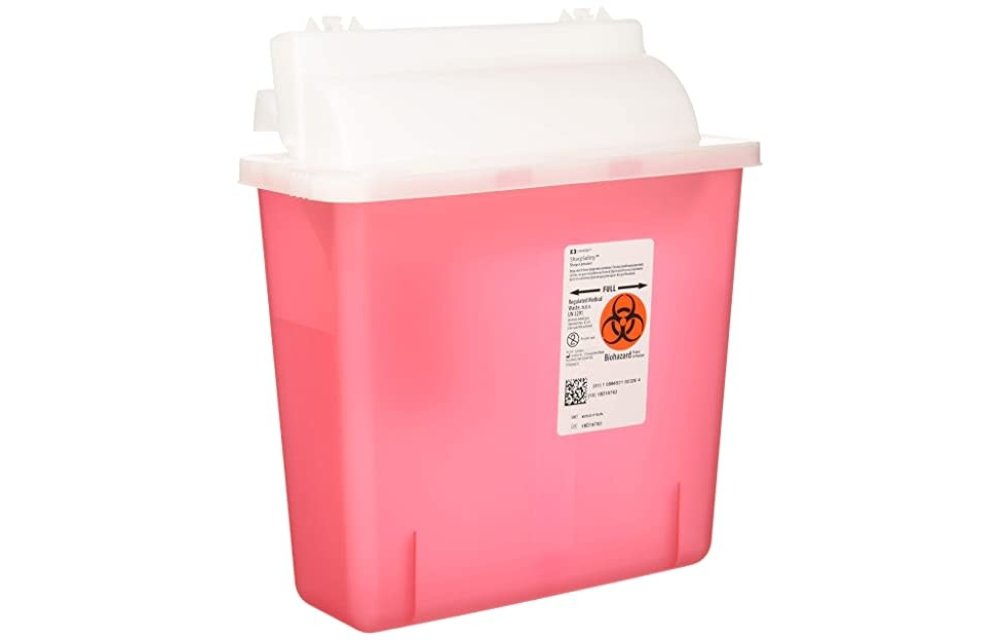 In-Room Sharps Container with Counter Balanced Lid