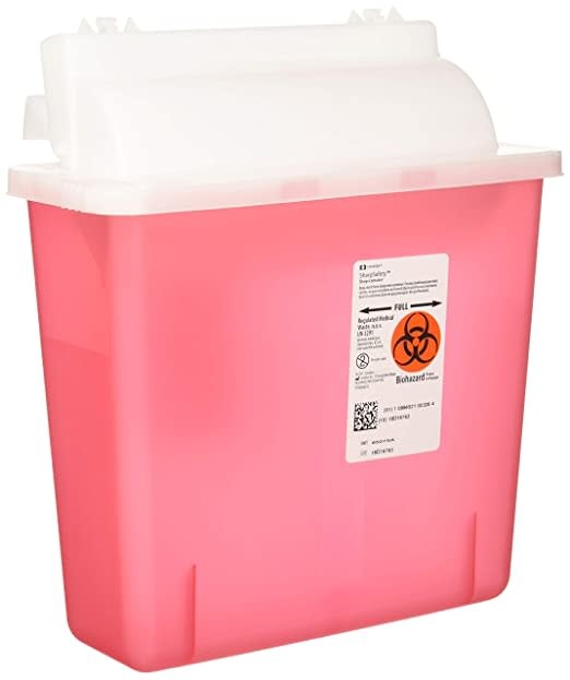 In-Room Sharps Container with Counter Balanced Lid