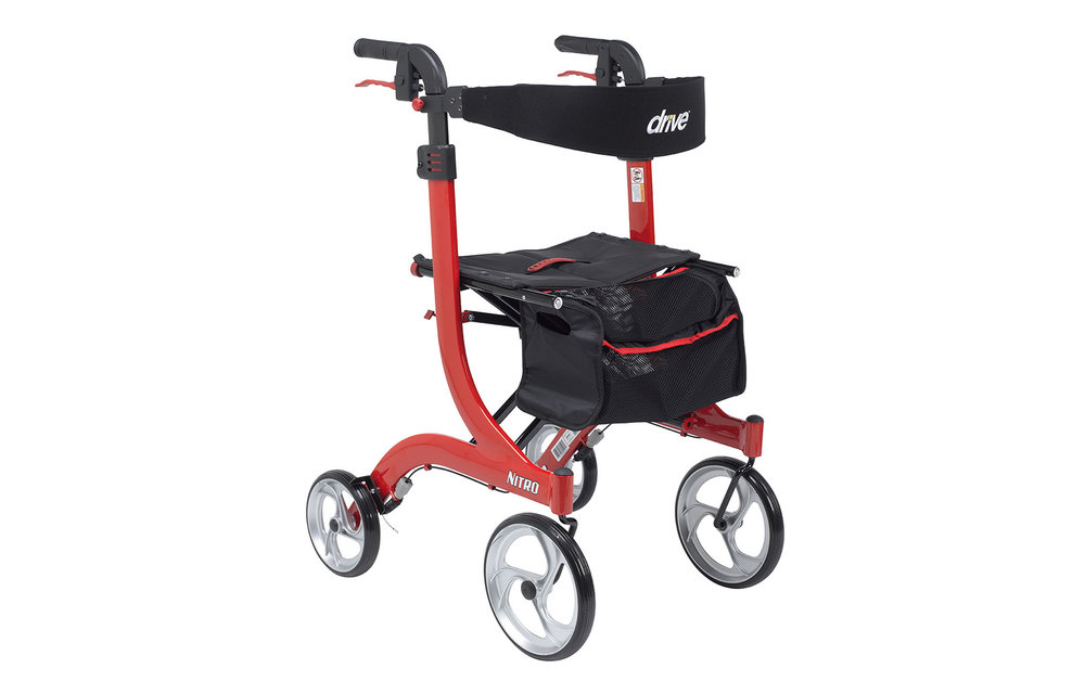 Drive Nitro Aluminum Rollator 10" Casters Black Tall